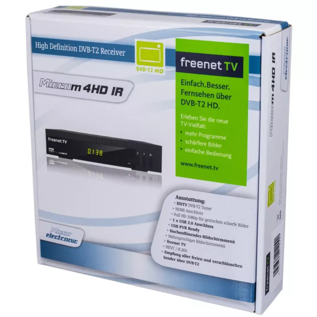 Receptor Terrestre DVB-T2 FULL HD TV Micro M4HD IR HEVC H.265 USB PVR HDMI 3