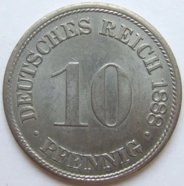 Moneta Reich Tedesco Impero Tedesco 10 Pfennig 1888 D IN Uncirculated