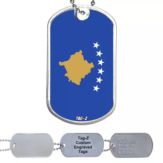 Kosovo Flag Military Dog Tag Necklace - Customized