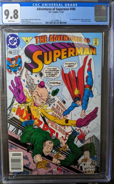 Adventures Of Superman #496- Cgc 9.8 - Newsstand Edition - Doomsday Cameo
