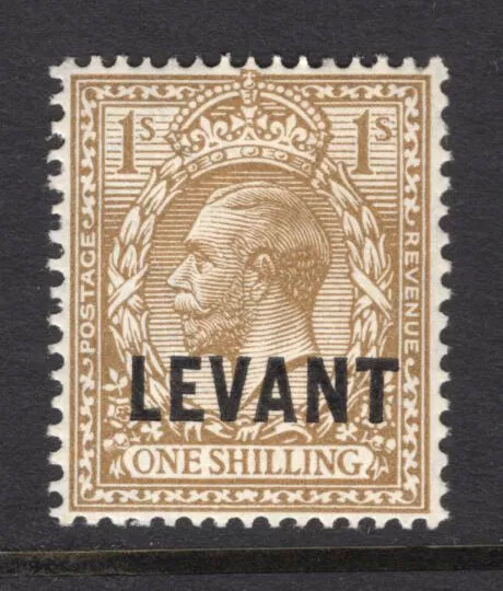 M23503 British Levant 1921 SGL23a KGV: 1/- olive bistre. LMM, Cat £21