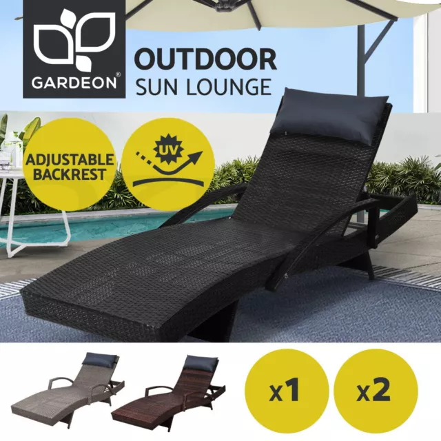 Gardeon Sun Lounge Outdoor Furniture Setting Wicker Lounger Day Bed Rattan Patio