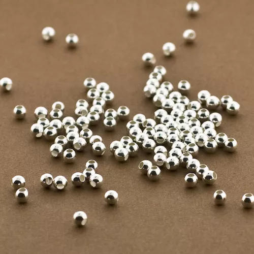 100pc, Genuine Sterling Silver 3mm Beads. Round. Seamless Spacer Polished Beads.