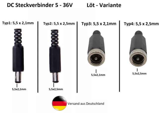 DC Steckverbinder Löt - Hohlbuchse Hohlstecker Adapter Netzteil Kupplung NEU