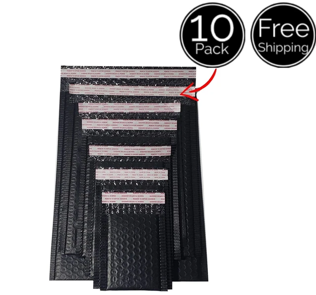 10 Pieces 9 x 12 IN Usable Black Poly Plastic Padded Bubble Mailers Envelopes