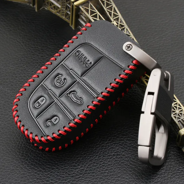 For Jeep Grand Cherokee Chrysler Dodge Fiat Remote Key Fob Cover Case Leather