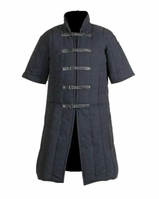 Veste Gambison Noire Médiévale Armure Rembourrée SCA LARP WMA Taille Multiple