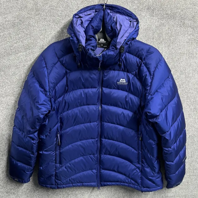 Mountain Equipment Jacket Womens UK 14-16 Lightline Blue Down Hiking Coat Hooded