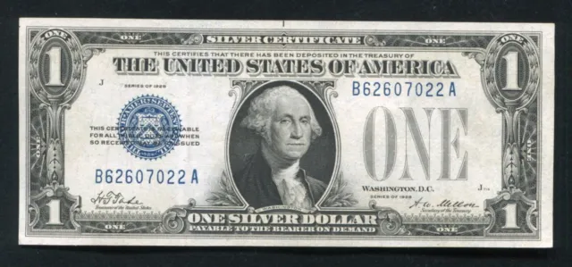 Fr. 1600 1928 $1 One Dollar “Funnyback” Silver Certificate About Uncirculated