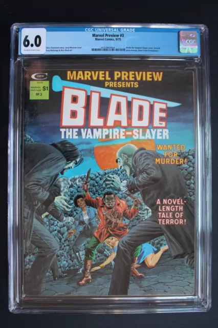 Marvel Preview #3 1st SOLO Comic Mag for BLADE 1975 MCU MOVIE 1st Afari CGC 6.0