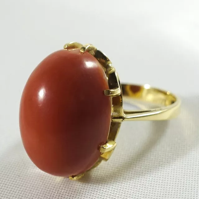 großer Korallen Ring 585 Gold Goldring old coral Koralle Ring / CU 246(6)