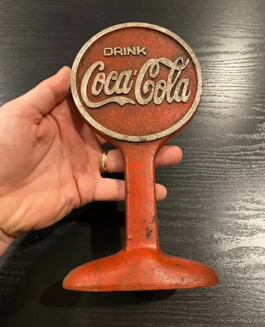 Coca Cola Door Stop Cast Iron 9+ Inch Patina Coke Soda METAL Collector Doorstop