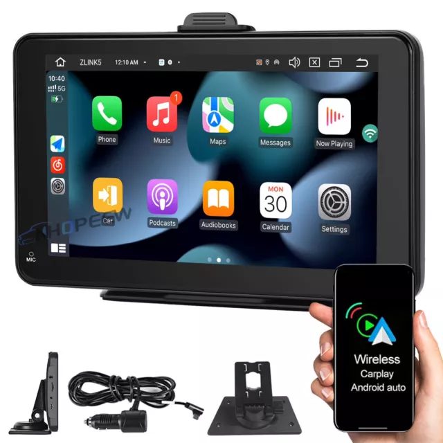 7 Inch Portable Touch Screen Car Radio Wireless Apple Carplay Android Auto BT FM