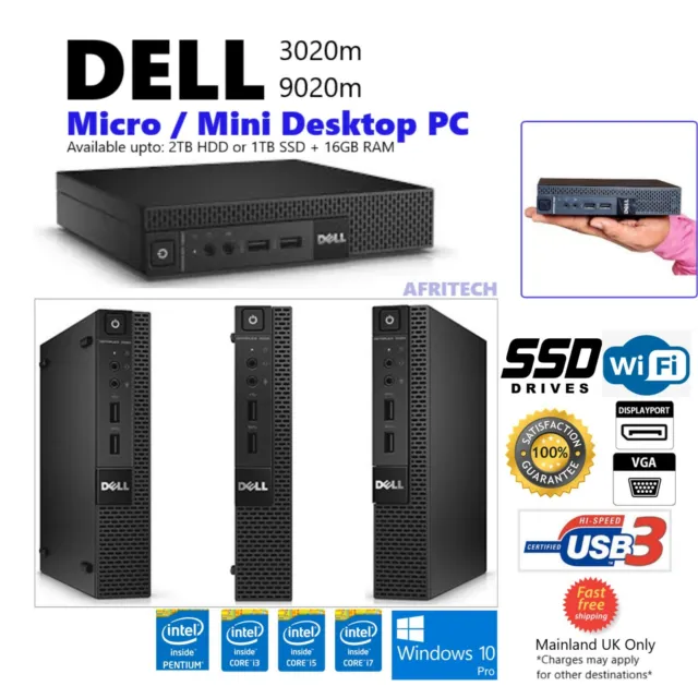 Dell 9020/3020 Micro Intel i7 3.60GHz 2TB SSD 16GB RAM Ultra Small PC Win10 WiFi