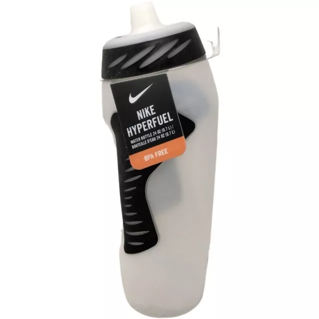 Nike HyperFuel 24oz BPA-Free Plastic Water Bottle Clear White, Black Nike HyperFuel 24oz BPA-Free Plastic Water Bottle Clear White, Black