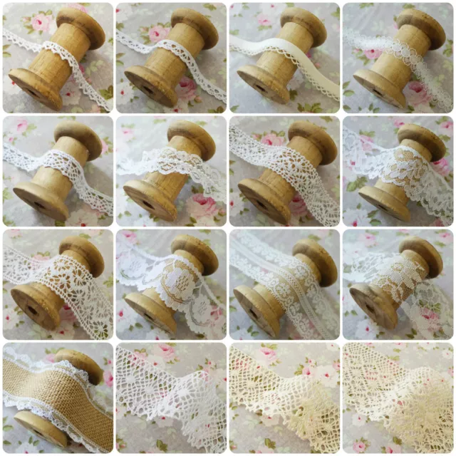 Vintage Style Lace Trim Crochet Ivory White Cream Wedding Sewing Bridal Ribbon