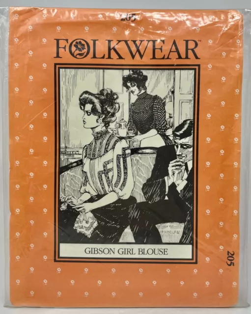 Vintage Folkwear Pattern 205, Gibson Girl Blouse, Two Views, Uncut, Complete