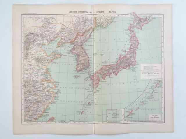 Korea Japan Card Antique 1901 Atlas Hatchet Old Map Mapping