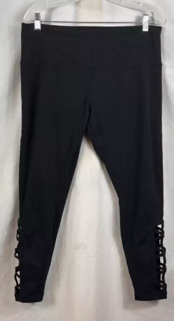 Zella Leggings Size XL Womens Black High Waist Design Lattice Cut Out logo yoga