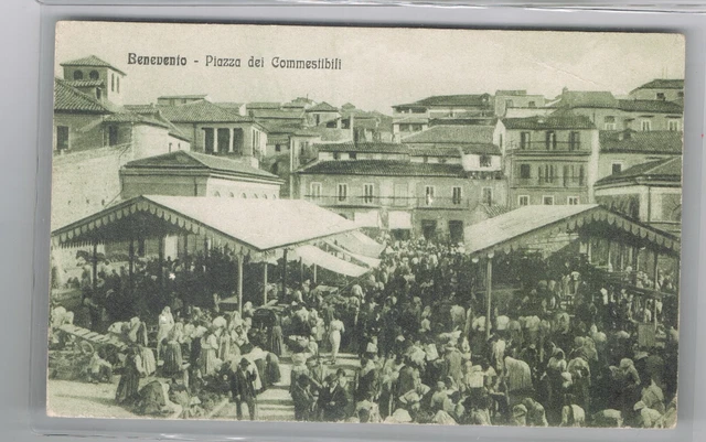 benevento  piazza commestibili mercato animatissima spedita 1924