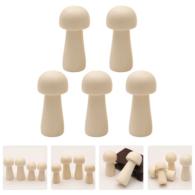 5 pz bambole peg vuote artigianato in legno figure incompiute fungo
