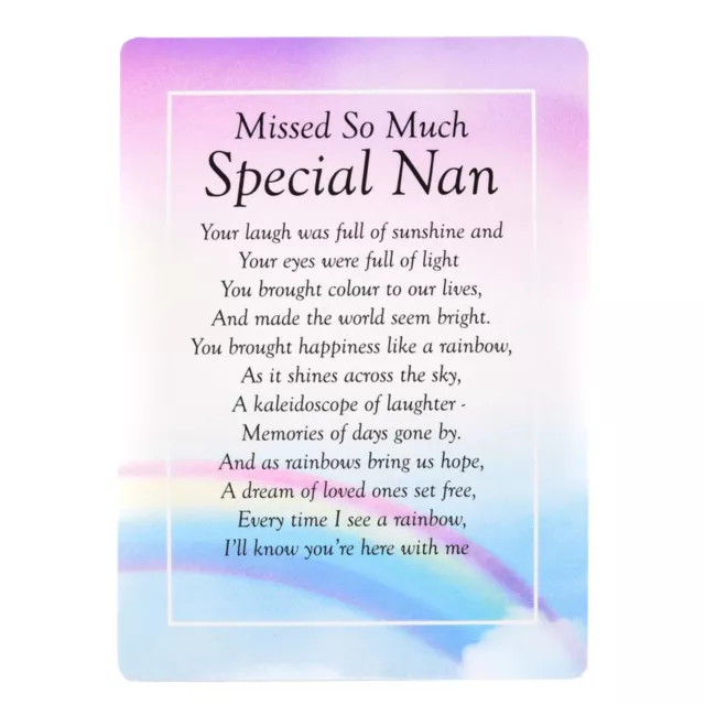 Missed So Much Graveside Memorial Card - Special Nan - Rainbow Design