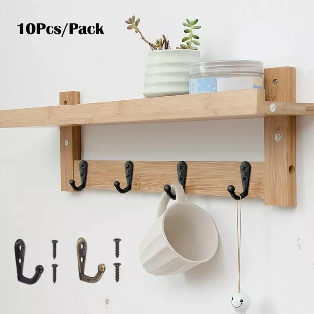10/20Pcs Hanging Metal Single Hook Clothes Hat Coat Robe Wall Door Hangers Hooks