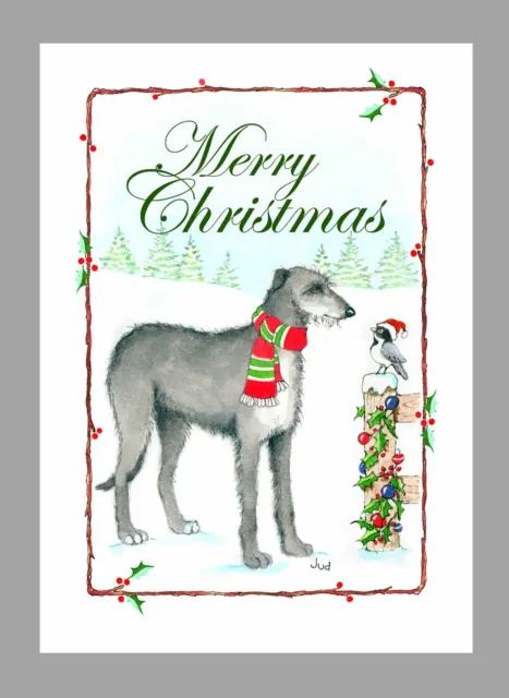 Scottish Deerhound Christmas Cards, Box of 16 Cards & 16 Envelopes