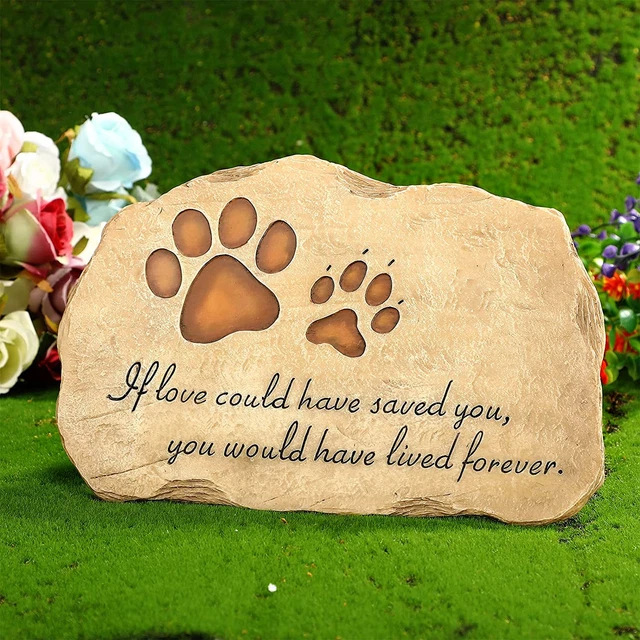 Pet Memorial Stone Paw Print Resin, 11 X 7.5 Inches