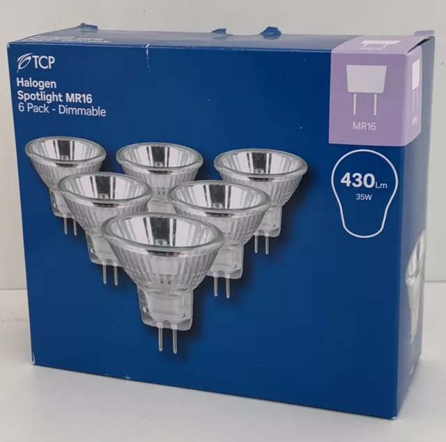 Pack 6x MR16 35W Watt 12V Halogen Spotlight Bulbs Dimmable Homebase Light GU5.3