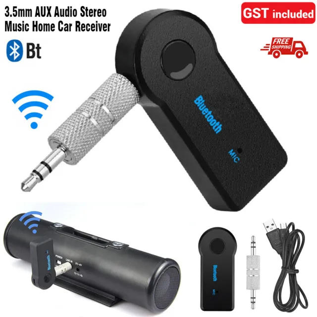 AU Wireless Bluetooth 3.5mm AUX Audio Stereo Music Home Car Receiver Adapter & M