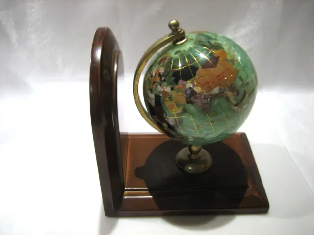 Vintage Wood Spinning Old World Bookend Rotating Globe