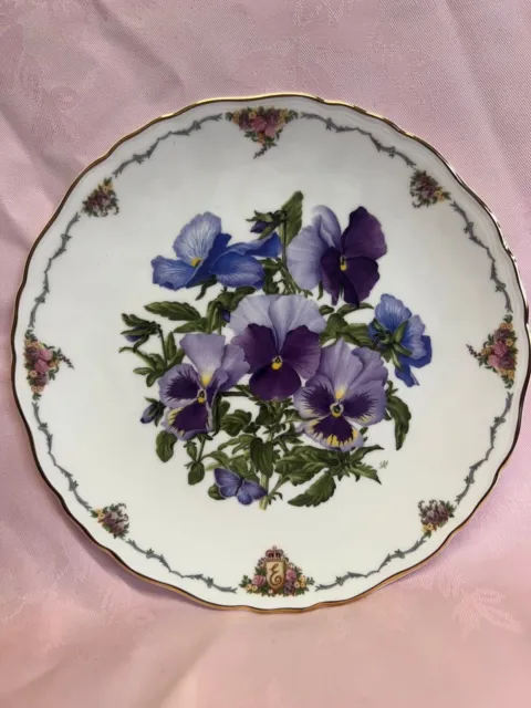 royal albert fine bone china england Pansies collector plate ✅ 1002