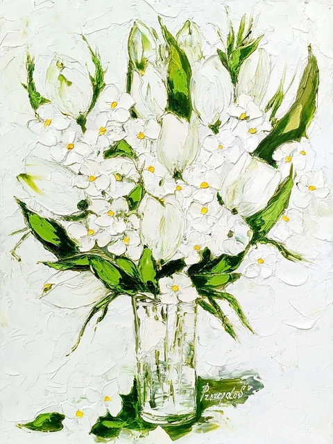 TULIP PAINTING FLOWER Original Art Floral oil painting original Impasto ...