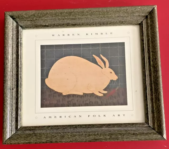Vermont American Folk Art Framed Print Warren Kimble Rabbit Bunny Farmhouse 7x6"