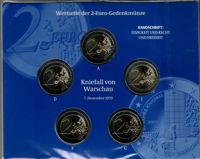 DEUTSCHLAND 5 X 2 Euro 2020 50 Jahre Kniefall von Warschau