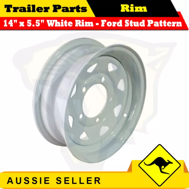 Superior 14 Inch Trailer 8 Spoke Wheel 14 x 5.5" White (Ford Stud Pattern)