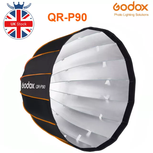 Godox QR-P90 90cm Parabolic Quickly Releas Deep Softbox For Studio Flash UK