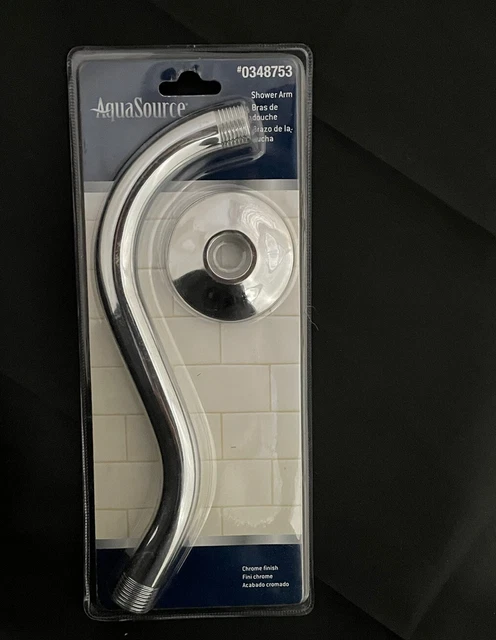 Repuesto de brazo de ducha Aqua Source #0348753 1/2 pulgada IPS cromo S curva nuevo en paquete