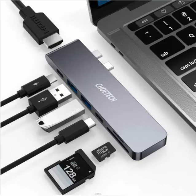 7 in 1 4K HDMI USB Type C Hub Adaptateur pour MacBook Pro/Air #FR 3