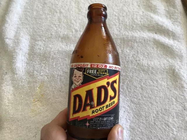 DAD’s ROOT BEER NO DEPOSIT VINTAGE 12 oz. PAPER LABEL BOTTLE