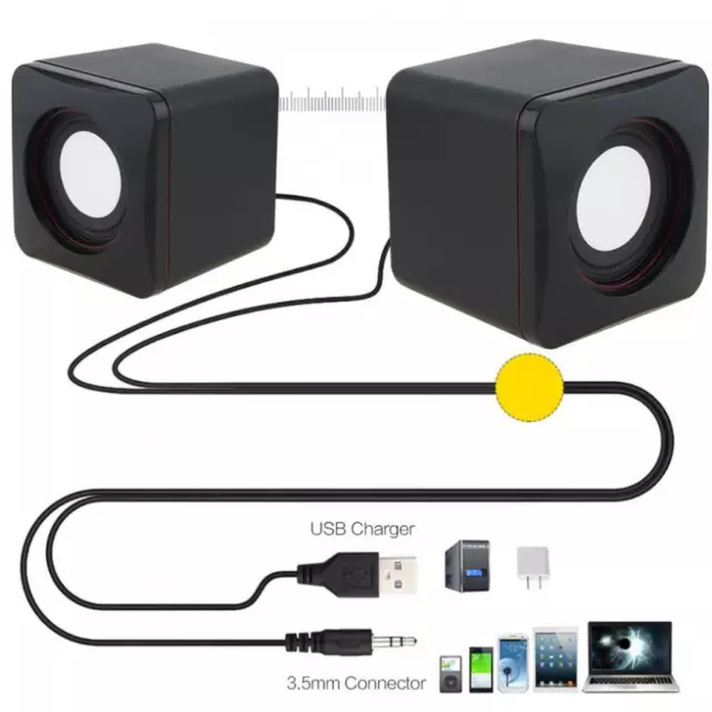 Mini USB Power Wired Computer Speakers Stereo 3.5mm Jack For Desktop PC Laptop