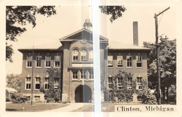CLINTON Michigan RPPC postcard County School