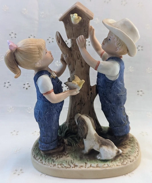 ⏰Home Interiors HOMCO Denim Days "Our Birdhouse" Figurine 8888 1985 VTG  LIMIT⏰
