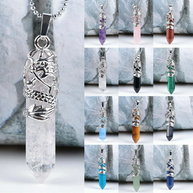 Natural Quartz Crystal Chakra Hexagonal Pendant Healing Point Reiki Necklaces