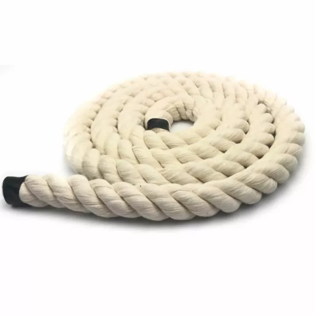 32mm Natural Cotton Rope, 3 Strand Twisted Cord, Pure Cotton Rope Select Length