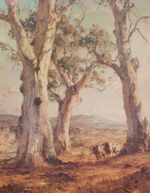 Hans Heysen - Painting Canvas Prints  - "The Three Gum"  Framed & Ready to Hang