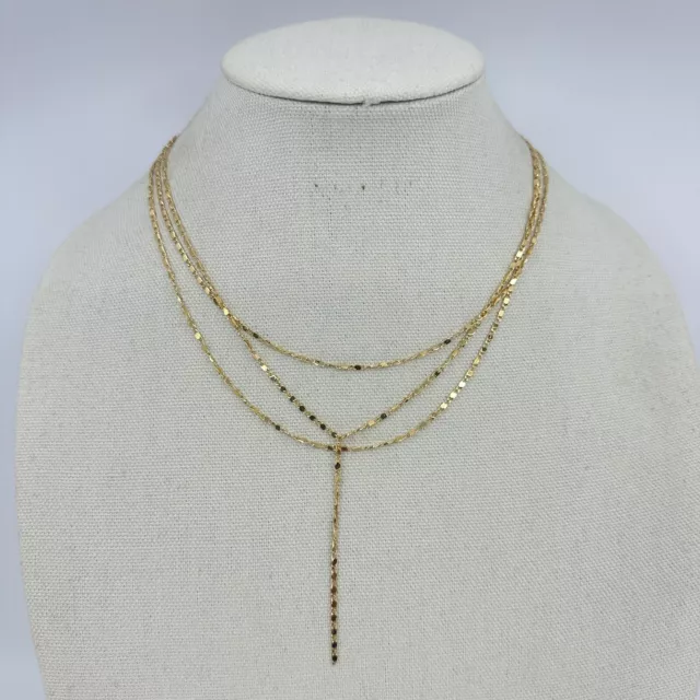 Sugarfix By Baublebar Necklace Chain Three Strand Y Drop Gold Tone Layered