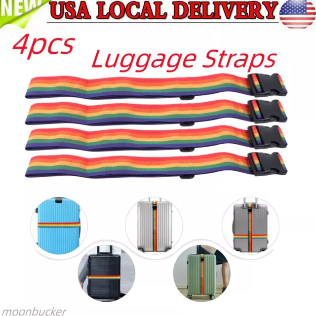 4 Pcs Luggage Straps Safety Travel Suitcase Luggage Baggage Straps Tie Belt NEW