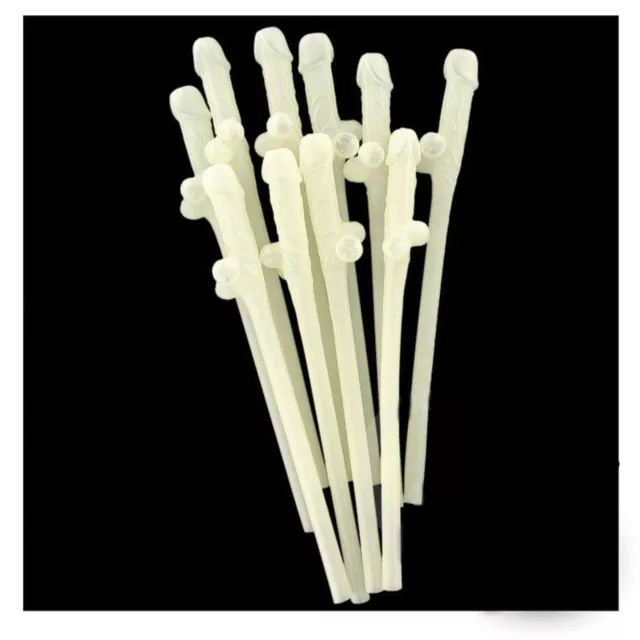 20 Willy Straw Glow In Dark Hen Night Novelty Bachelorette Bride To Be Accessory